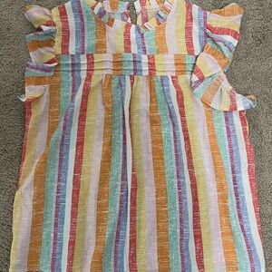 Colorful Striped Ruffle Top